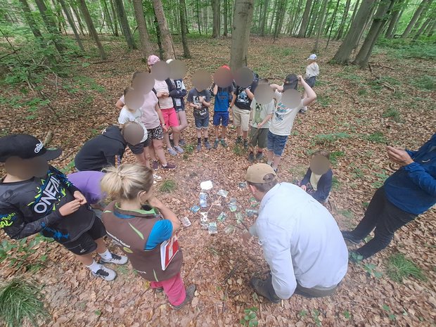 Umweltbildung mit einer Kindergruppe im Wald